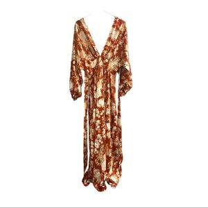 Satin Floral Maxi Dress M